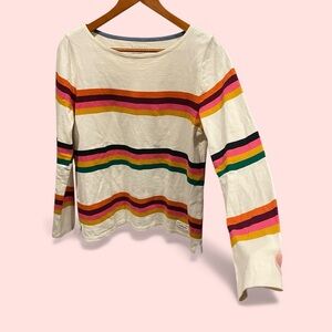 Cute creamy stripe heavyweight long sleeve top cotton multicolored rainbow